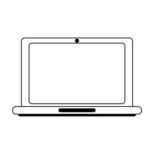 Laptop számítógép technológia, fekete-fehér — Stock Vector