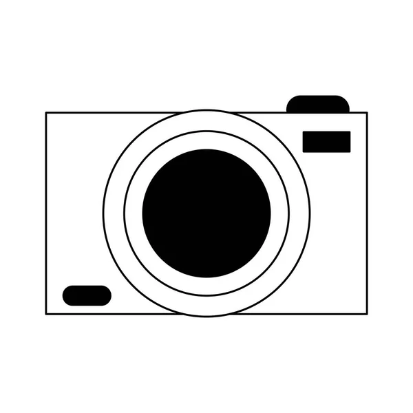 Símbolo de la cámara fotográfica aislado en blanco y negro — Vector de stock