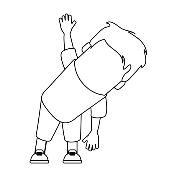 Divertente uomo avatar stretching corpo in bianco e nero — Vettoriale Stock