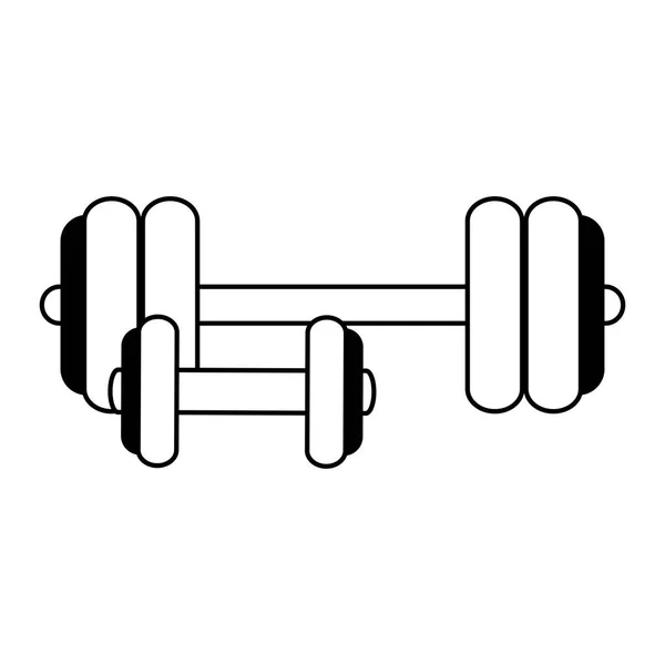 Gym barbell and dumbbells in black and white — Stock Vector