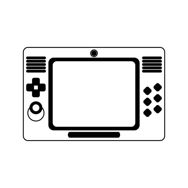 Portable videogame console device in black and white — Stock Vector