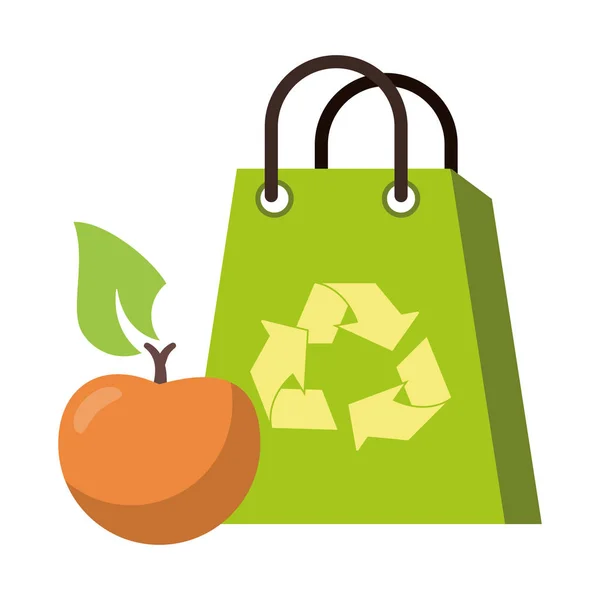 Reciclar saco com frutas laranja —  Vetores de Stock