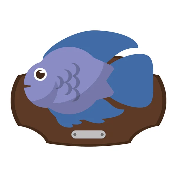 Рыба, преследуемая в деревянной раме — стоковый вектор