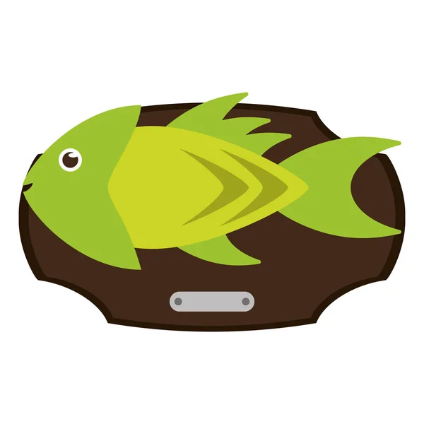 Ψάρια στοιχειωμένο σε ξύλινο πλαίσιο — Διανυσματικό Αρχείο