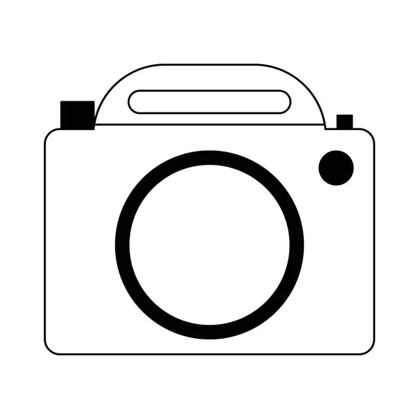 Vintage fotografische Kamera Symbol in schwarz-weiß — Stockvektor