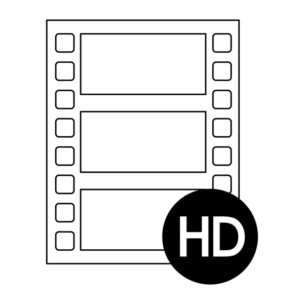 High Definition movie symbol in black and white — Stock Vector