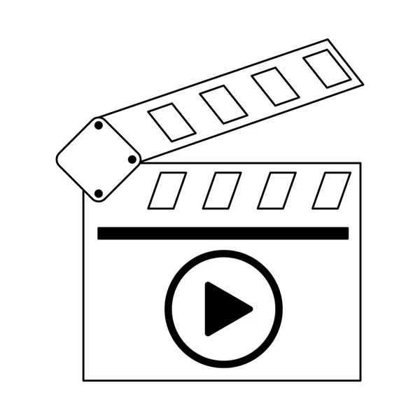 Kino-Klappbrett-Videosymbol in Schwarz-Weiß — Stockvektor