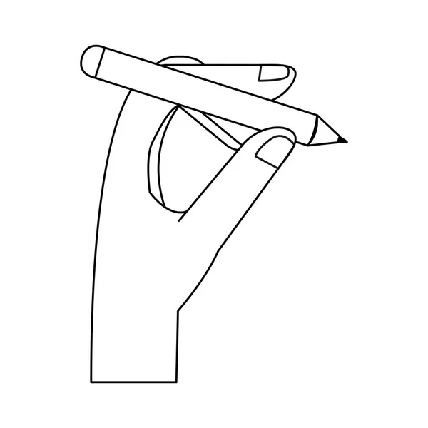 Hand met Tablet PC-pen in zwart-wit — Stockvector