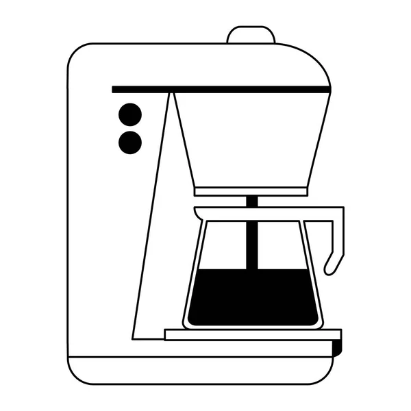 Coffee maker machine with kettle in black and white — Stock Vector