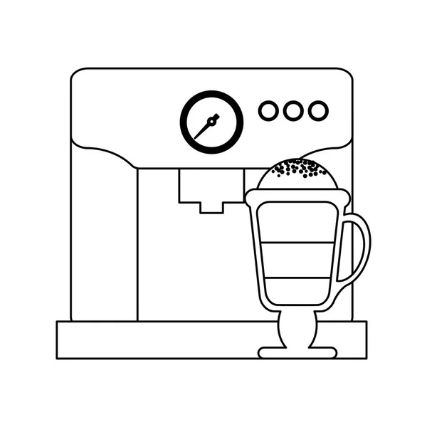 Espresso- und Capuccino-Cartoons in Schwarz-Weiß — Stockvektor