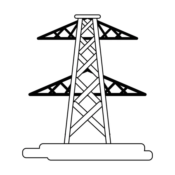 电塔符号隔离的黑色和白色 — 图库矢量图片