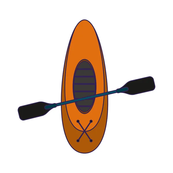 Boat with oars cartoon topview blue lines