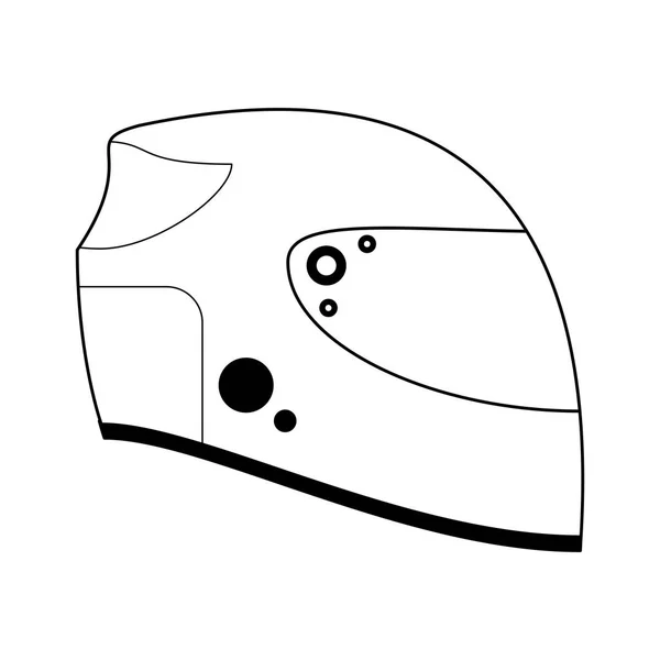 Racing equipamento capacete isolado preto e branco —  Vetores de Stock