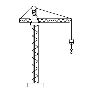 İnşaat vinç kanca tower siyah ve beyaz