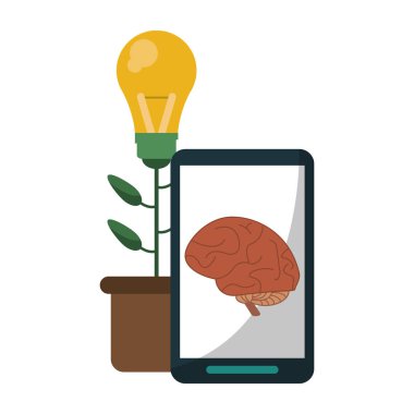 smartphone akıllı ekran ve çiçek büyük fikir pot