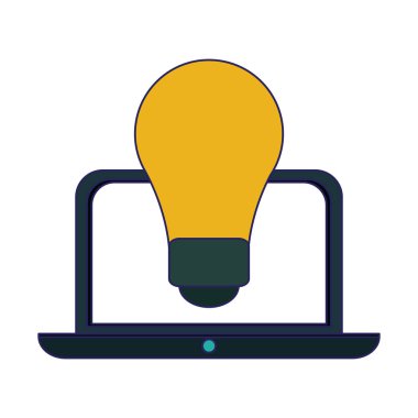 izole ampul ışık sembolü ile dizüstü bilgisayar