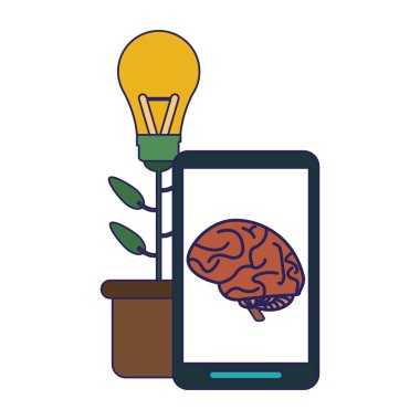 smartphone akıllı ekran ve çiçek büyük fikir pot