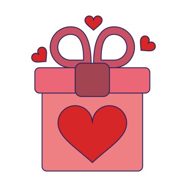 Hediye kutusu ile kalpleri aşk sembolü