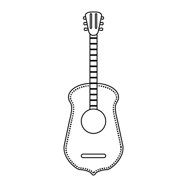 Acoustic guitar music instrument black and white — Stock Vector