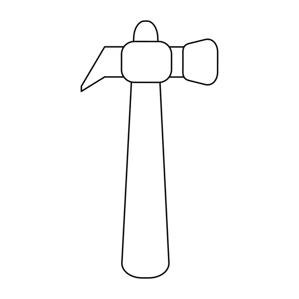 Építési kalapács eszköz fekete-fehér — Stock Vector