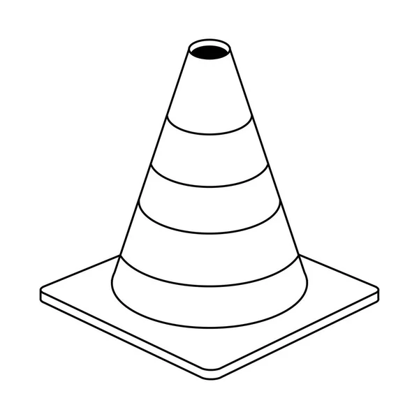 Cone de tráfego de construção símbolo preto e branco —  Vetores de Stock