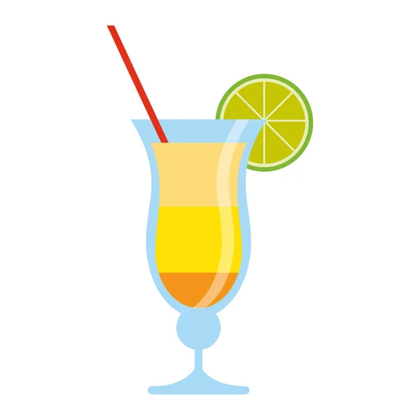 Summer cocktail with lemon and straw — Stock Vector