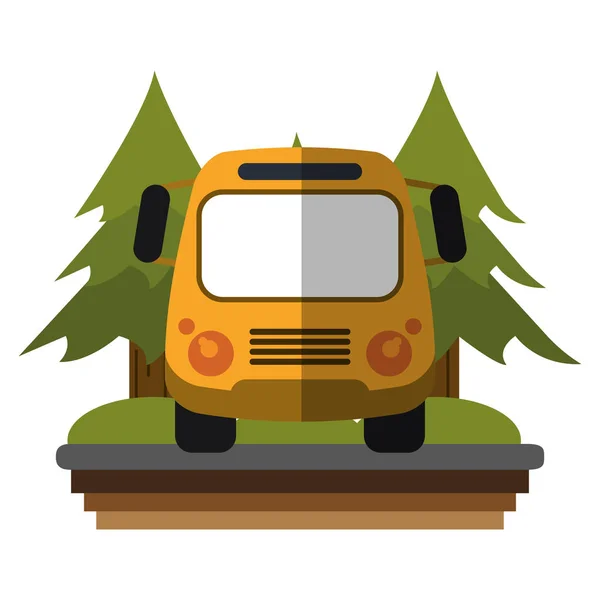 Autobús escolar en carretera rural — Vector de stock