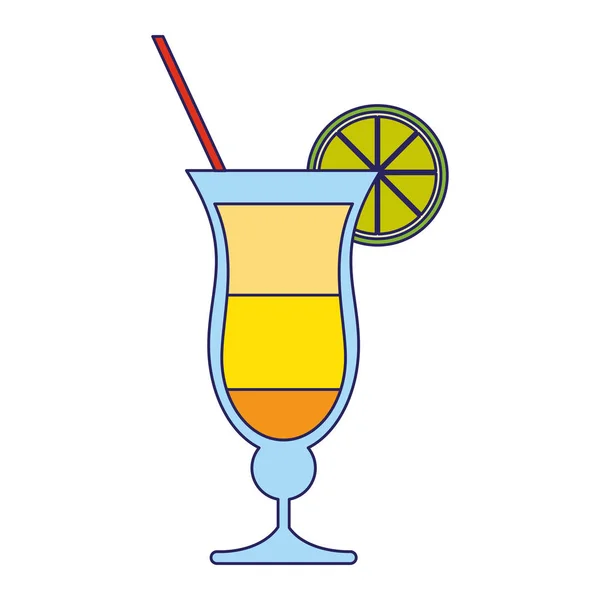 Cóctel de verano con limón y paja — Vector de stock