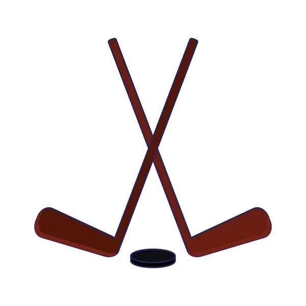 Hockey clubs en puck — Stockvector