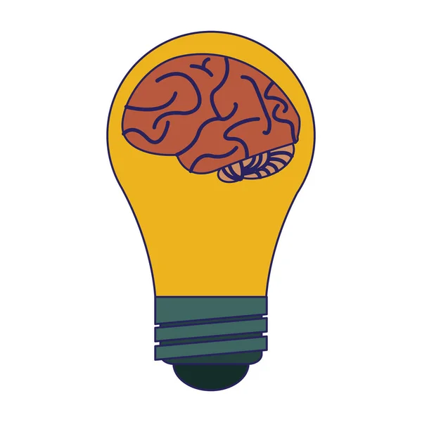 Bombilla de luz con símbolo cerebral — Vector de stock