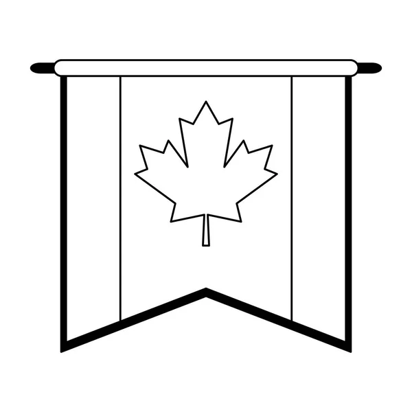 Kanada chorągiewka flaga symbol czarno-białe — Wektor stockowy