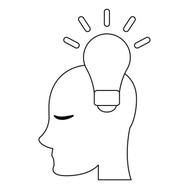 siyah ve beyaz ampul ışık ile insan kafası sembolü