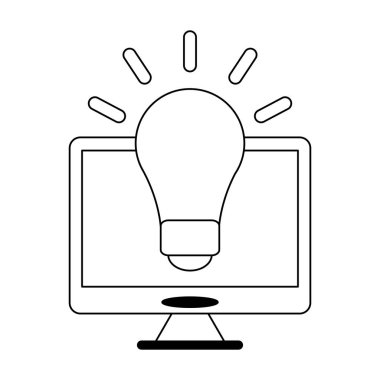 büyük fikir bilgisayar sembol siyah ve beyaz