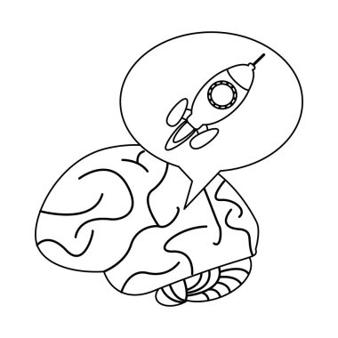 kabarcık siyah beyaz uzay gemisi ile insan beyni