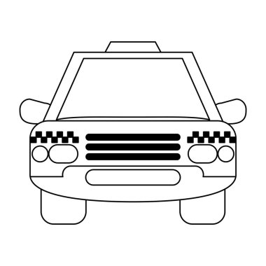 taksi taksi araç frontview siyah ve beyaz