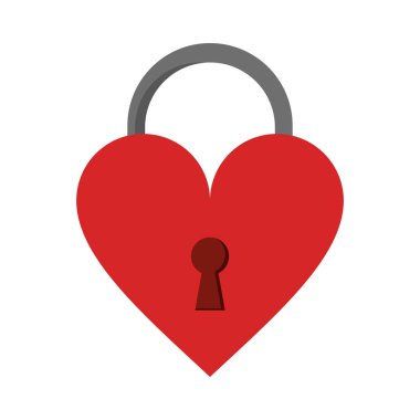 İzole kalp asma kilit simgesi
