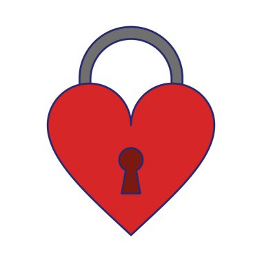 Kalp asma kilit simgesi mavi çizgiler izole