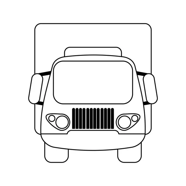 LKW-Frontansicht-Symbol schwarz-weiß — Stockvektor