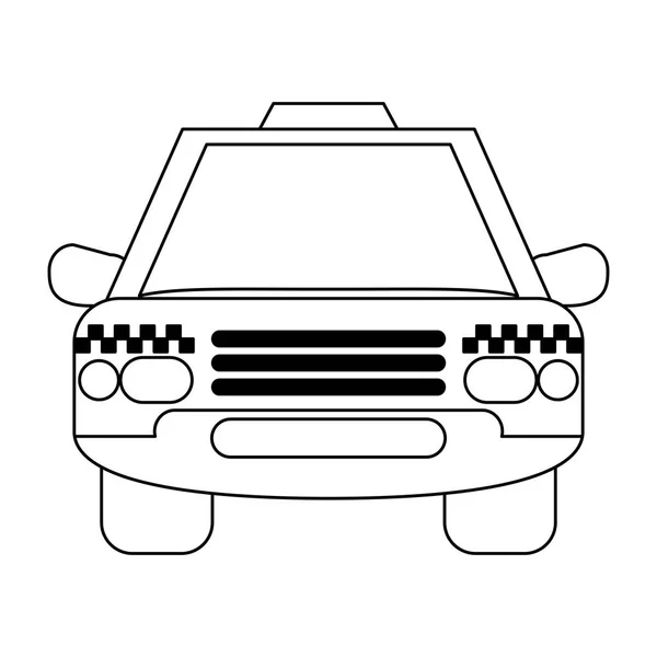 Taxi cab pojazdu frontview czerni i bieli — Wektor stockowy
