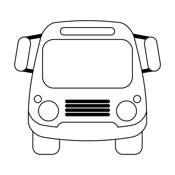 Escola de ônibus vista frontal isolado preto e branco — Vetor de Stock