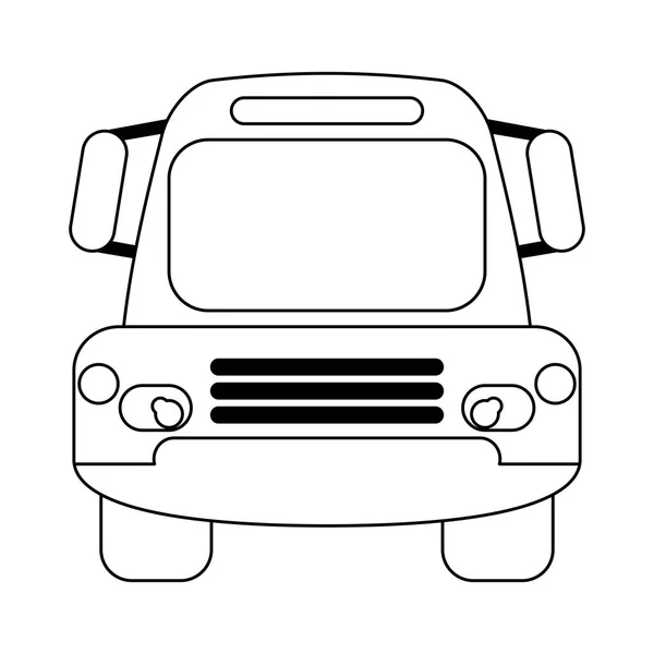 Busfahrzeug Frontansicht schwarz-weiß — Stockvektor