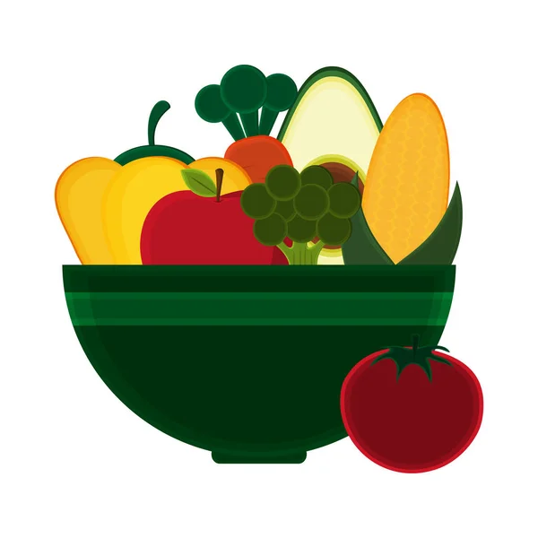 Fresh Vegetables Bowl Cartoon Vector Illustration Graphic Design — Stock Vector