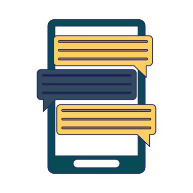 Akıllı telefon sohbet kabarcıklar mavi çizgiler sembolü