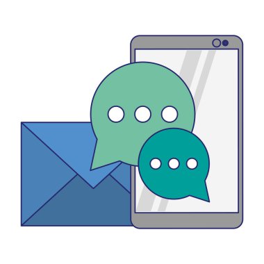 akıllı telefon ve e-posta sohbet kabarcıkları ile mavi çizgiler