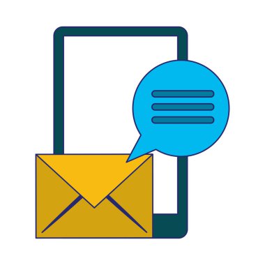 akıllı telefon ve e-posta sohbet kabarcık mavi çizgiler