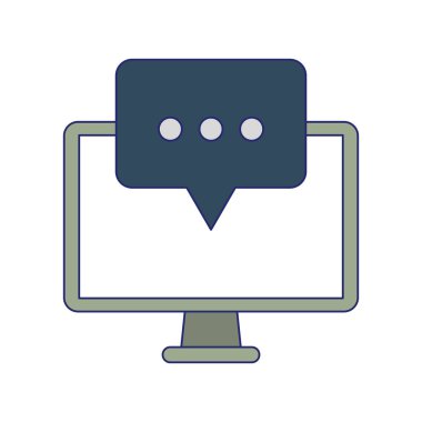 bilgisayar sohbet kabarcık simgesi mavi çizgili