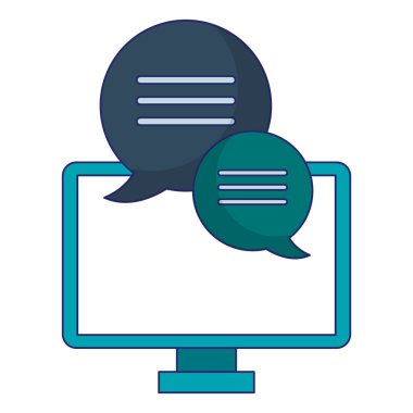 bilgisayar ile sohbet mavi çizgiler bubbles