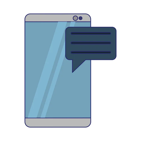 Smartphone con líneas azules burbuja de chat — Vector de stock