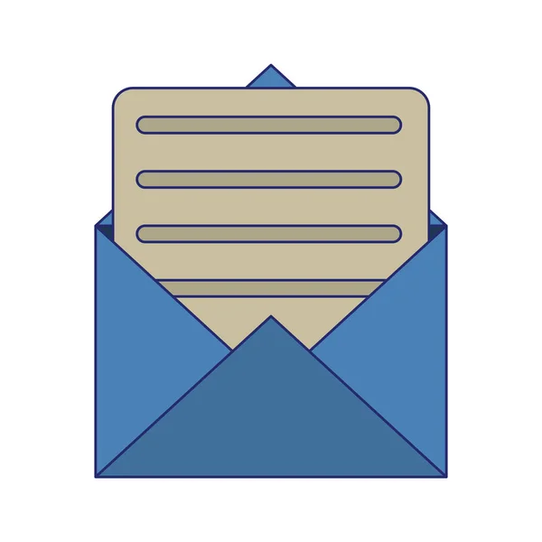 Umschlag mit Buchstabensymbol blaue Linien — Stockvektor