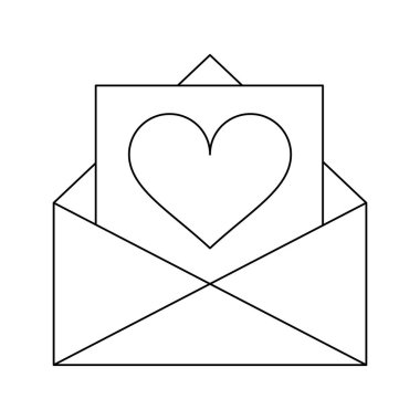mektup zarfı açık sembol siyah beyaz aşk